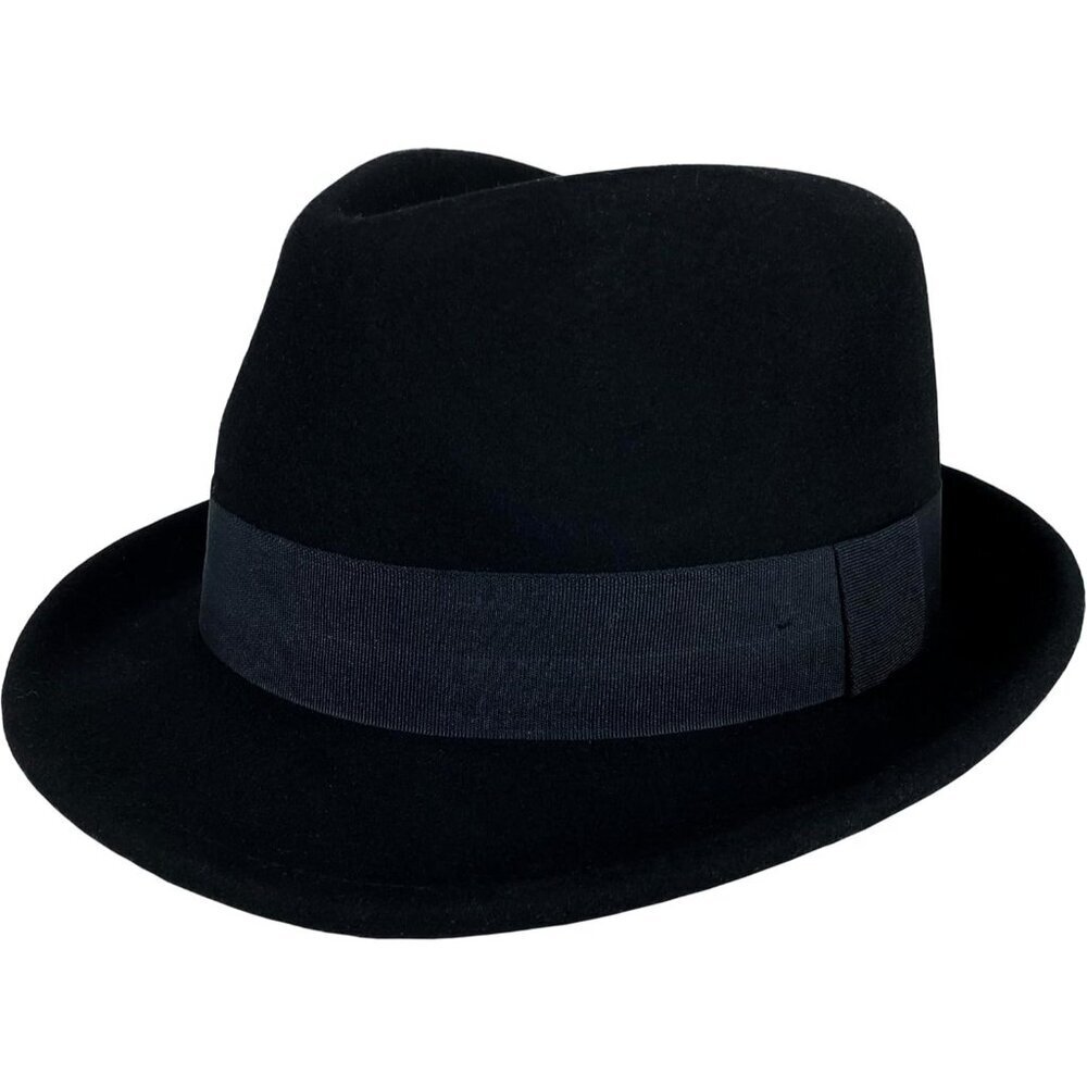 Men's Black 100% Wool Western With Satin Band Classic Fedora Felt Cowboy Hat